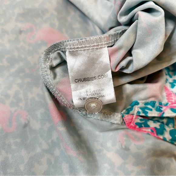 Chubbies Teal Pink Flamingo Polo Shirt Poolside Size XL Vacation Resort Wear - Picture 3 of 14